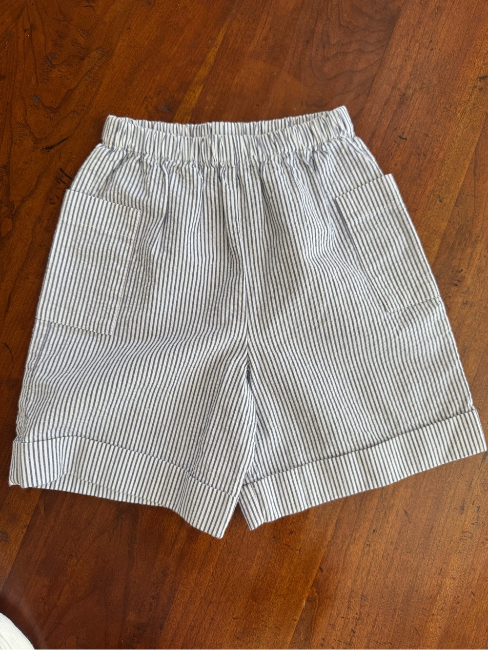 Kayce Hughes Seersucker Blue & White Boy Shorts 6